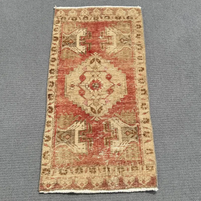 Red, Beige Camouflage Rug, 0.1x3.2 ft Chic Decor