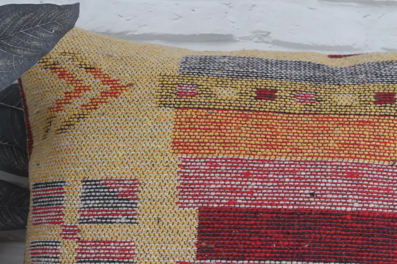 20x20 Yellow Cushion Cover, Interior Designer Pillow, Ethnic Pillow Cover Cushion, Boho Pillow Sham Cover, Pillow Case, Ethnical Kilim Rug Pillow - 2