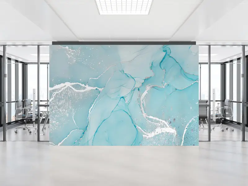Paper Wall Art, Turquoise Marble Mural, , Modern Wall Decor, Wall Paper Peel and Stick, Bright Wall Paper, Modern Marble Wall Decor, - 2