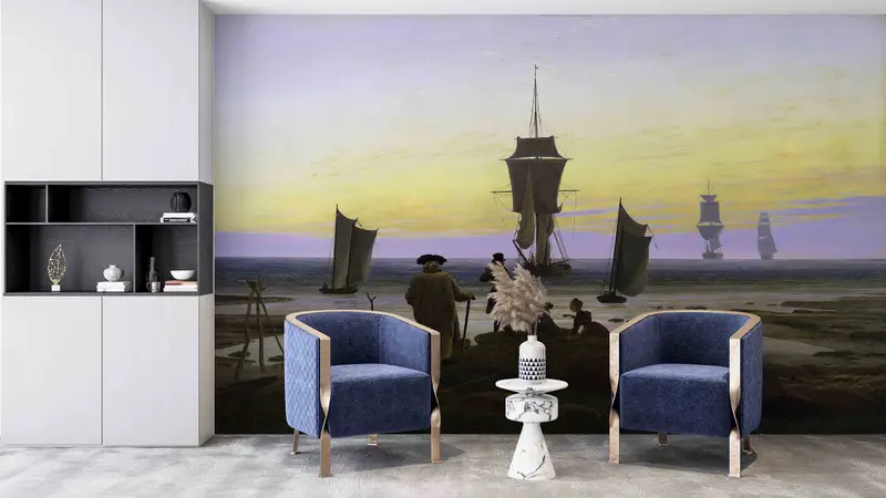 Seascape Wall Mural, The Stages of Life Wall Mural, Boat Wall Paper, Gift For Him, Reproduction Wall Decals, Housewarming Gift, Famous Art, - 5