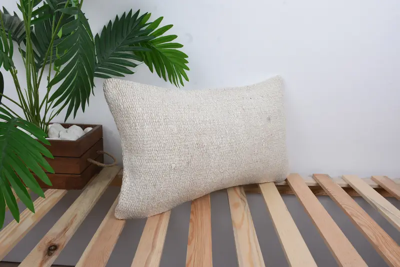 Handmade Throw Pillow, Pillow Sham, Pillow for Couch, Boho Pillow Sham Cover, Antique Pillows, 12x20 White Cushion Cover - 4