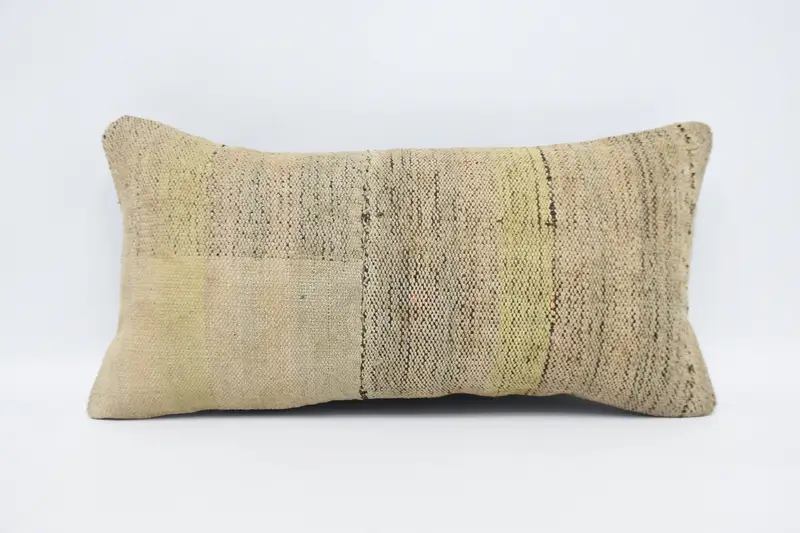 Striped Vintage Beige Pillow, 12x24 inch Porch Gift Gift for Him Euro Sham - 1