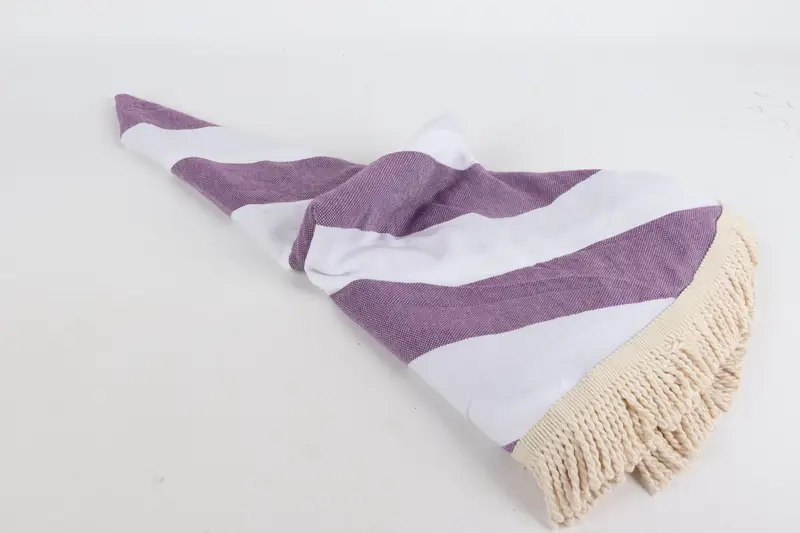 Custom Beach Towel, Sand-free peshtemal towel for the beach, Gift For Her, Gifts For Him, 64x64 Cotton Striped Round Towel, Boyfriend Christmas Gift - 4