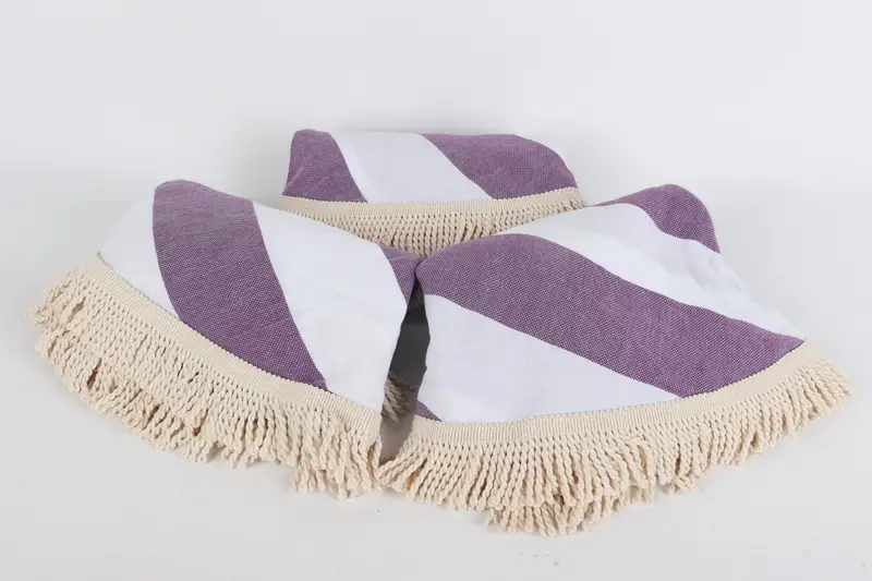 Custom Beach Towel, Sand-free peshtemal towel for the beach, Gift For Her, Gifts For Him, 64x64 Cotton Striped Round Towel, Boyfriend Christmas Gift - 3