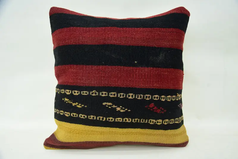 Gift Pillow, 16x16 Red Cushion Cover, Bohemian Cushion Pillow Sham, Cushion, Vintage Kilim Pillow, Bed Pillow Cover, Pillow for Sofa - 4