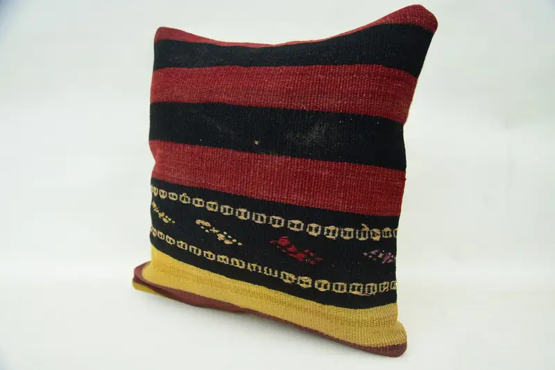 Gift Pillow, 16x16 Red Cushion Cover, Bohemian Cushion Pillow Sham, Cushion, Vintage Kilim Pillow, Bed Pillow Cover, Pillow for Sofa - 3
