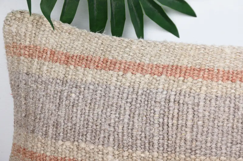 Cushion Cover, Ikat Pillow Sham, Ethnic Throw Cushion Cover, Antique Pillows, 8x16 Beige Pillow, Turkish Kilim Pillow, Pillow for Couch - 2