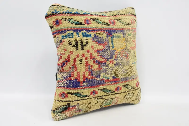 12x12 Blue Pillow Cover, Antique Pillows, Kilim Pillow, Knitted Pillow, Pillow Cover, Turkish Corner Pillow Sham, Turkish Kilim Pillow - 3