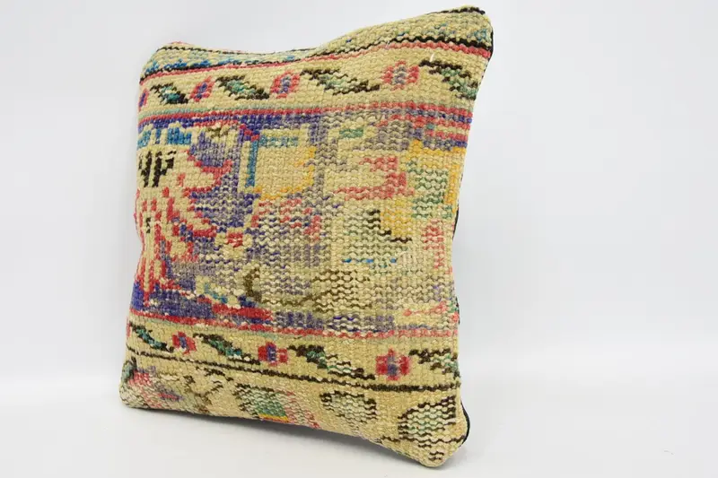 12x12 Blue Pillow Cover, Antique Pillows, Kilim Pillow, Knitted Pillow, Pillow Cover, Turkish Corner Pillow Sham, Turkish Kilim Pillow - 4