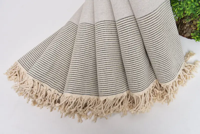 Organic towel, Best Friend Gift, 70x40 Cotton Striped Towel, Embroidery Towels, Sand-free towel, Scarf Towel, Luxury Turkish peshtemal beach towel - 5