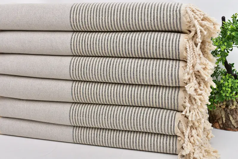 Organic towel, Best Friend Gift, 70x40 Cotton Striped Towel, Embroidery Towels, Sand-free towel, Scarf Towel, Luxury Turkish peshtemal beach towel - 4