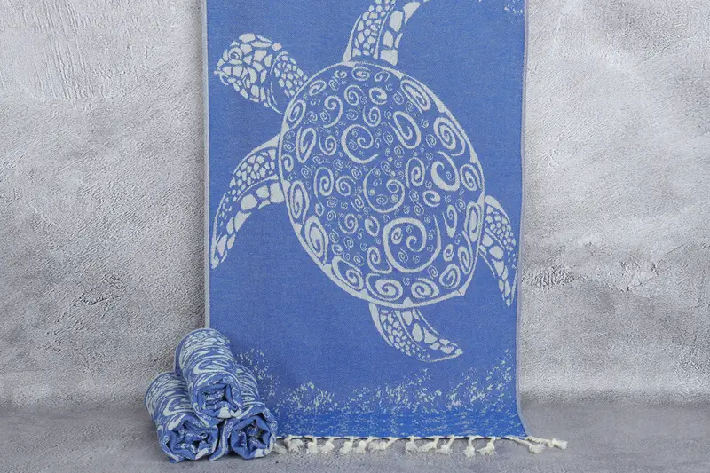 Handgewebtes Geschirrtuch, Sax, blau gemustertes Tier, 45,7 x 91,4 cm