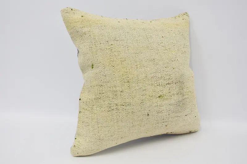 Retro Throw Cushion, Pillow Cover, Interior Designer Pillow, 16x16 Beige Cushion Case, Vintage Kilim Pillow, Turkish Kilim Pillow - 3