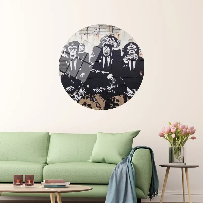 Elegant Banksy Monkey Graffiti Canvas Print - Artistic Decor