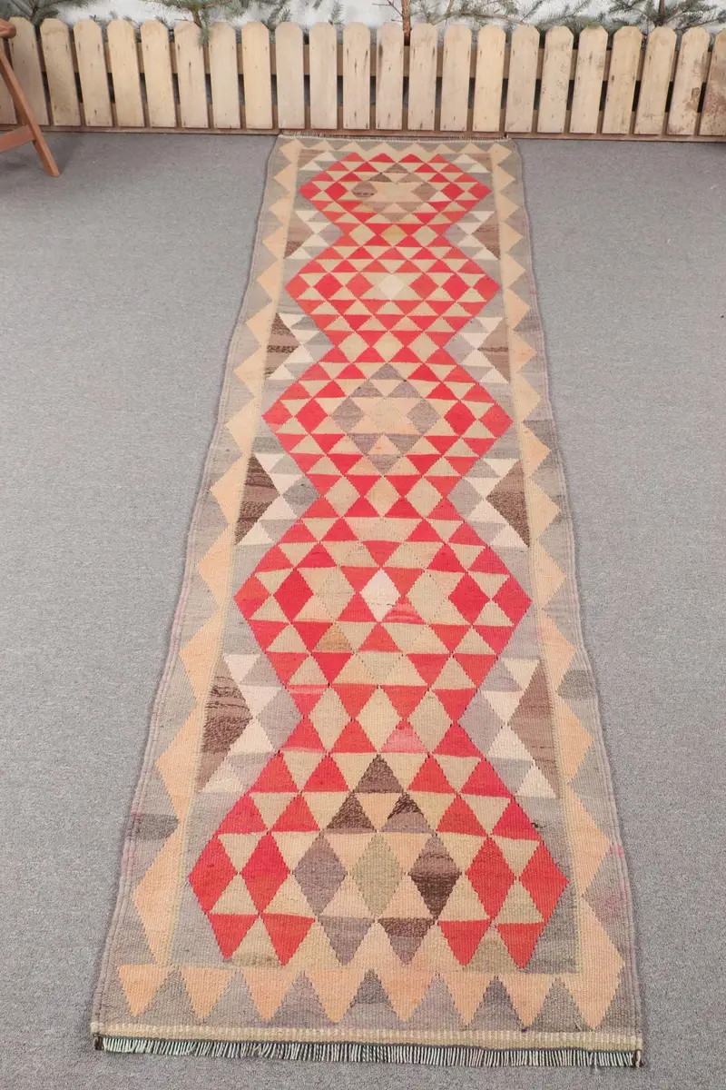 El Yapımı Pembe Halı, 2,5x9,1 ft Sağlam Konfor