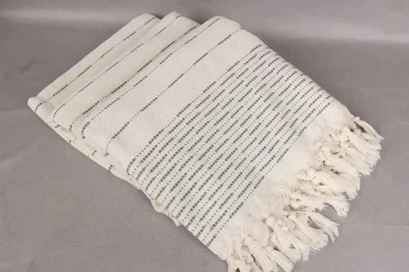 Bachelor Gift, Housewarming Gift, Bridesmaid Gifts, 98x92 Cotton Striped Design Towel, Family Gift Basket, Woven Blanket, Customized Turkish Blanket - 7