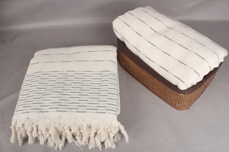Bachelor Gift, Housewarming Gift, Bridesmaid Gifts, 98x92 Cotton Striped Design Towel, Family Gift Basket, Woven Blanket, Customized Turkish Blanket - 5