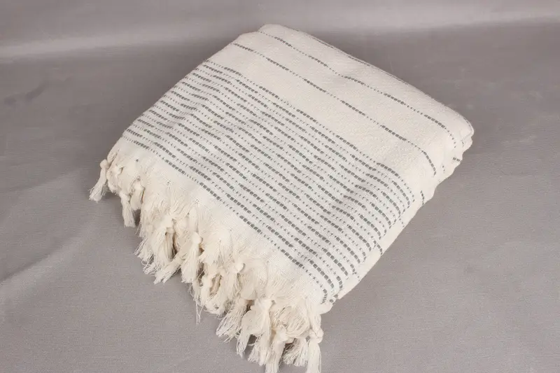 Bachelor Gift, Housewarming Gift, Bridesmaid Gifts, 98x92 Cotton Striped Design Towel, Family Gift Basket, Woven Blanket, Customized Turkish Blanket - 6
