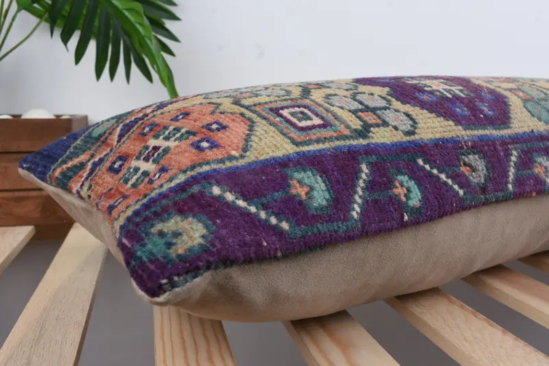 12x48 Blue Pillow Sham, Vintage Kilim Throw Pillow, Ethnical Kilim Rug Pillow, Cushion, Square Throw Cushion Case, Pillow for Couch - 7