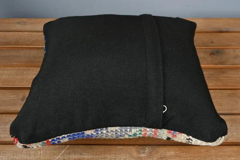 Turkish Kilim Pillow, 12x12 Blue Cushion Case, Cushion Case, Home Decor Pillow, Kilim Cushion Sham, Car Cushion, Retro Throw Cushion Cover - 5