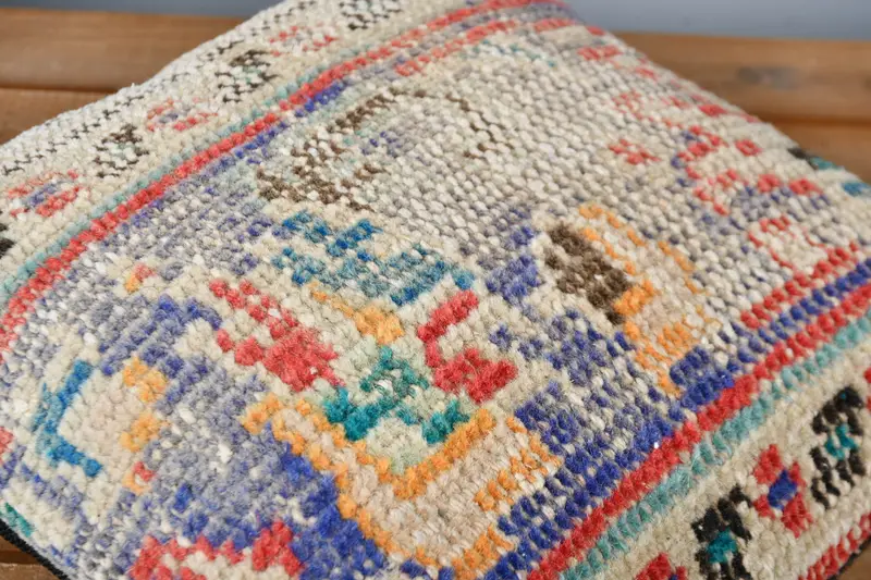 Turkish Kilim Pillow, 12x12 Blue Cushion Case, Cushion Case, Home Decor Pillow, Kilim Cushion Sham, Car Cushion, Retro Throw Cushion Cover - 4