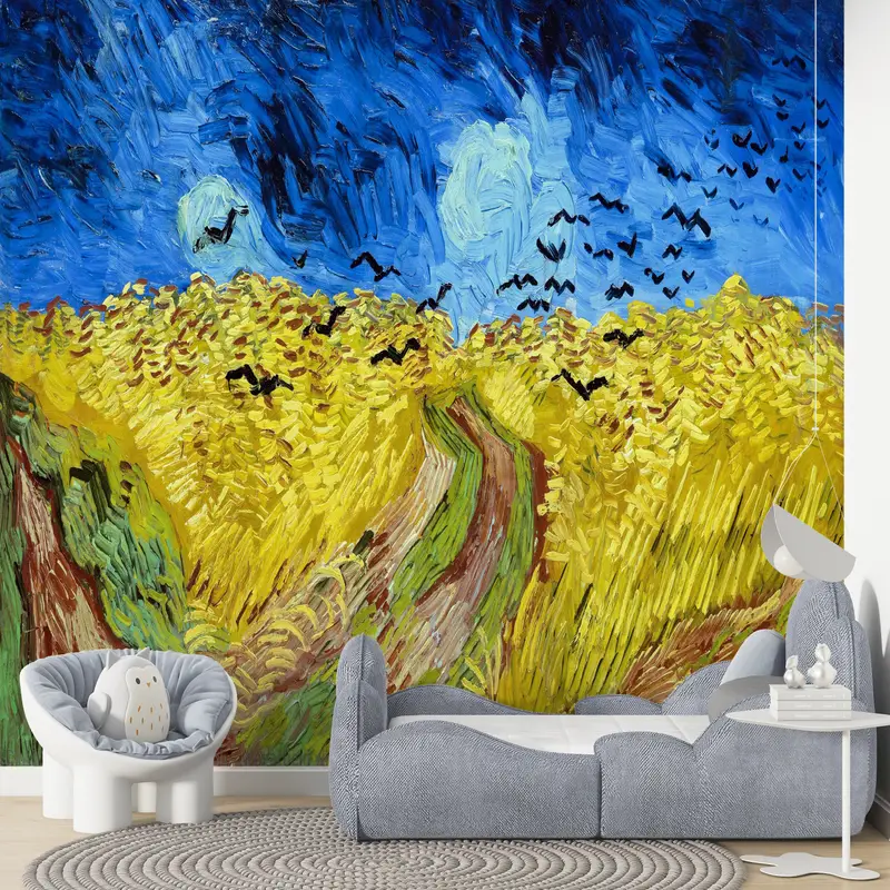 Wheatfield with Crows, Paper Wall Art, Custom Wall Paper, Modern Wall Paper, Oil Painting Print, Nature Landscape Wall Print, - 8
