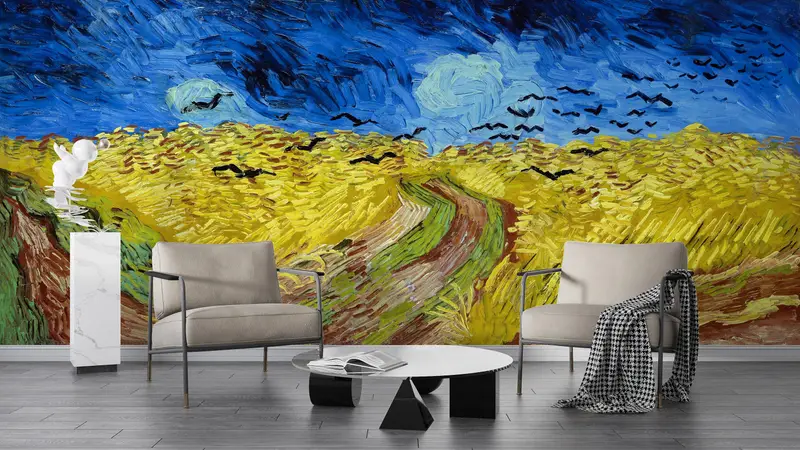 Wheatfield with Crows, Paper Wall Art, Custom Wall Paper, Modern Wall Paper, Oil Painting Print, Nature Landscape Wall Print, - 7