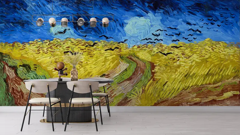 Wheatfield with Crows, Paper Wall Art, Custom Wall Paper, Modern Wall Paper, Oil Painting Print, Nature Landscape Wall Print, - 5