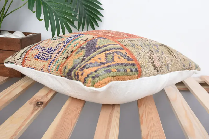 Ethnical Kilim Rug Pillow, Gift Pillow, Boho Chic Pillow, Kilim Pillow, Natural Pillow, Accent Throw Pillow Cover, 16x16 Red Pillow, Pillow - 6