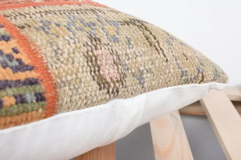 Ethnical Kilim Rug Pillow, Gift Pillow, Boho Chic Pillow, Kilim Pillow, Natural Pillow, Accent Throw Pillow Cover, 16x16 Red Pillow, Pillow - 7
