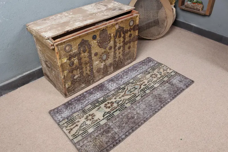 Alfombra 1,7x3,7 ft, estampado liso gris y marrón