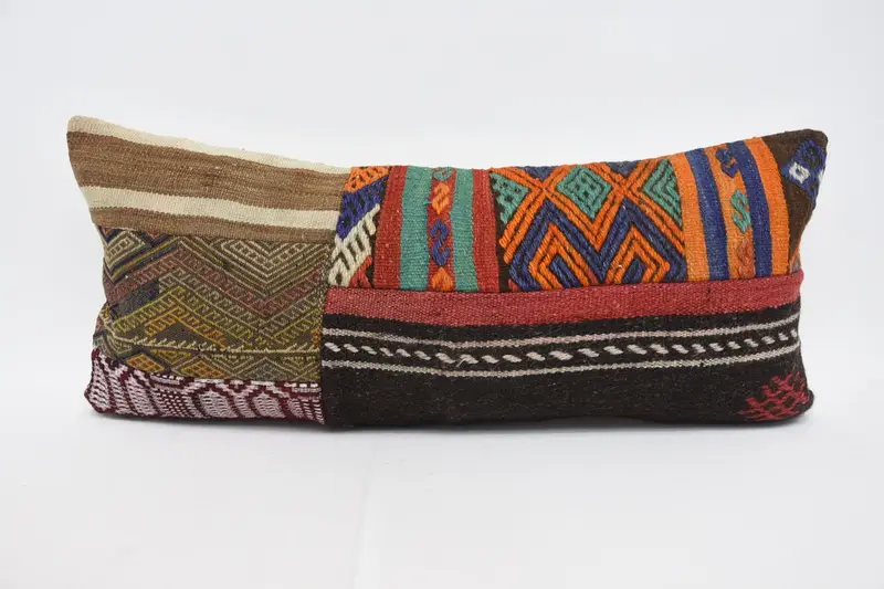 Cushion, Vintage Kilim Throw Pillow, Vintage Pillow Sham, Sustainable Cushion Case, Turkish Pillow, Home Decor Pillow, 16x36 Orange Cushion Cover - 1