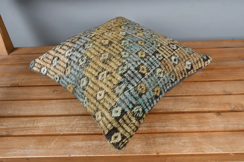 Boho Pillow, Knitted Pillow Cover, Pillow Case, Cozy Throw Cushion, Oriental Pillow, Throw Kilim Pillow, 16x16 Bronze Pillow Cover, Pillow for Couch - 2