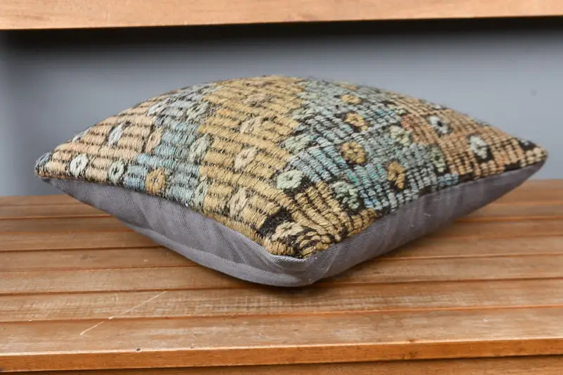 Boho Pillow, Knitted Pillow Cover, Pillow Case, Cozy Throw Cushion, Oriental Pillow, Throw Kilim Pillow, 16x16 Bronze Pillow Cover, Pillow for Couch - 3