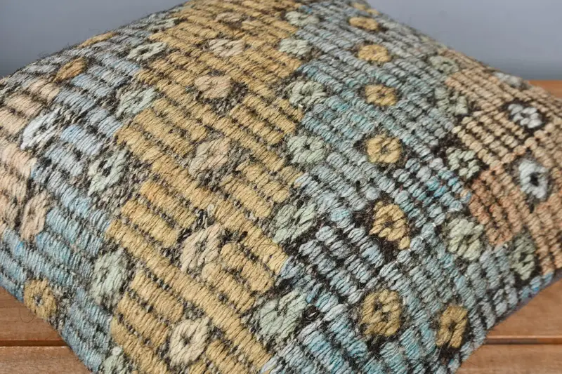 Boho Pillow, Knitted Pillow Cover, Pillow Case, Cozy Throw Cushion, Oriental Pillow, Throw Kilim Pillow, 16x16 Bronze Pillow Cover, Pillow for Couch - 4