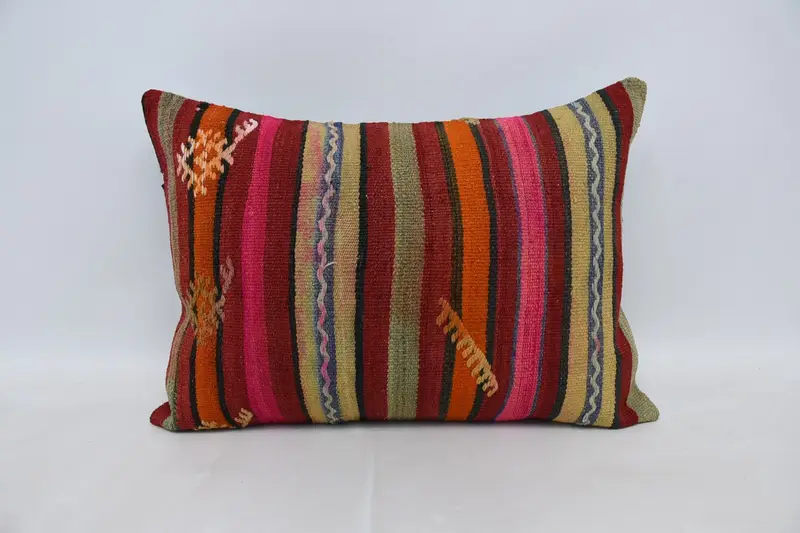 Throw Red Euro Sham, Wool Antique 20x28 inch Cushion Cover - 1