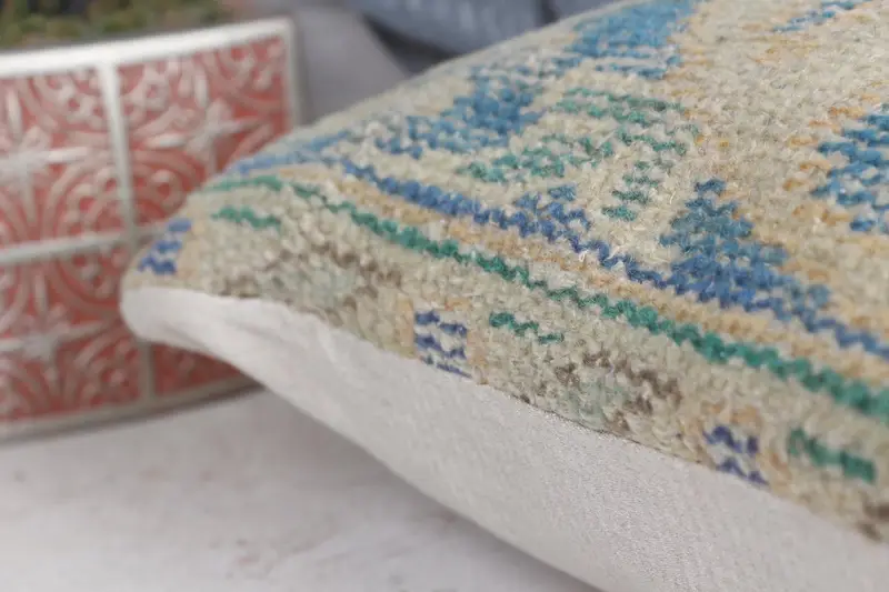Rustic Pillow Cover, Vintage Kilim Throw Pillow, Cushion Case, Office Chair Cushion Cover, Pillow for Sofa, Throw Kilim Pillow, 12x12 Blue Pillow - 7