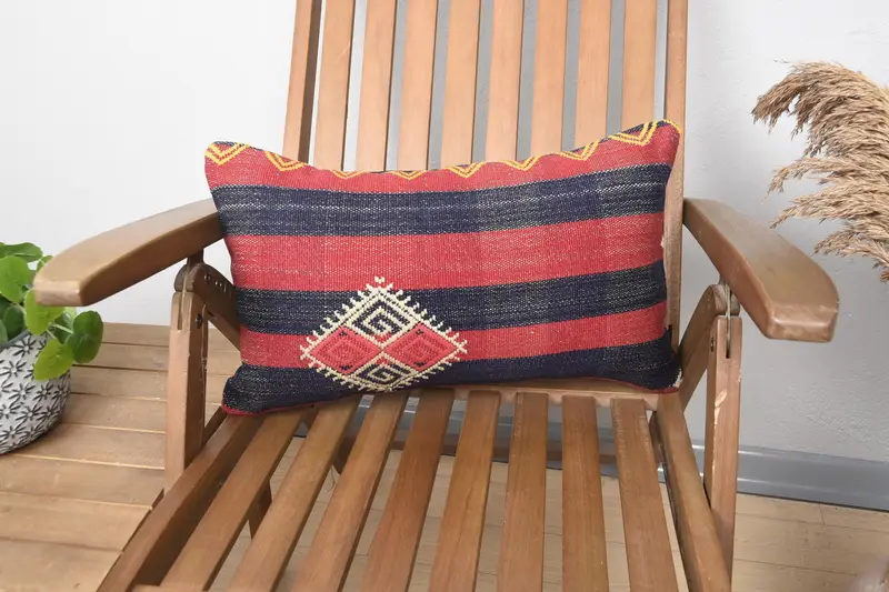 Throw Antique Coastal Cushion, Red 12x20 inch Striped Cushion Cover - 1