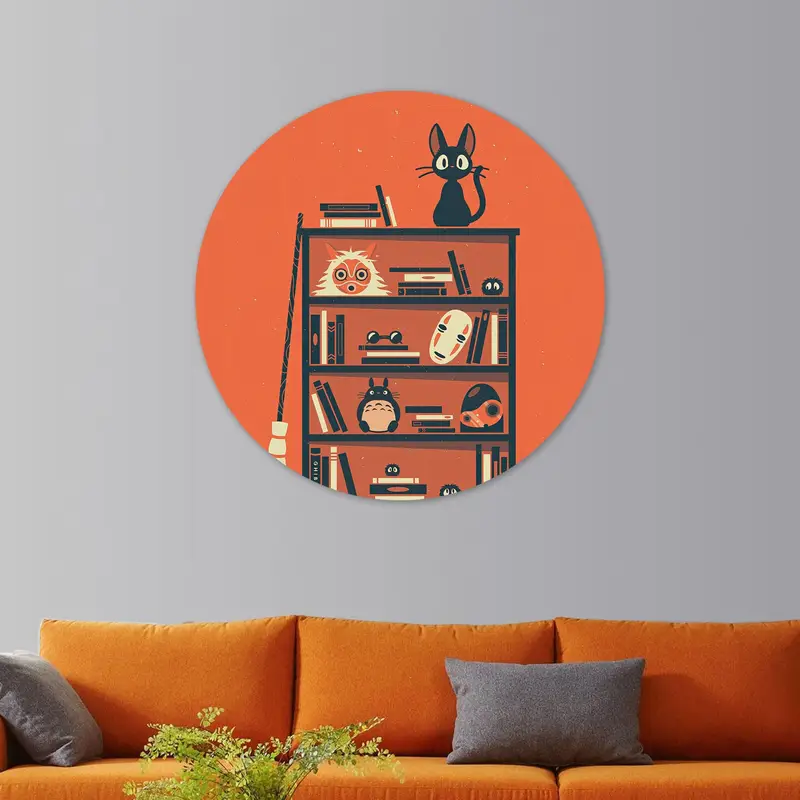 Trendy Anime Animal Canvas: Vibrant Orange Abstract Art Print