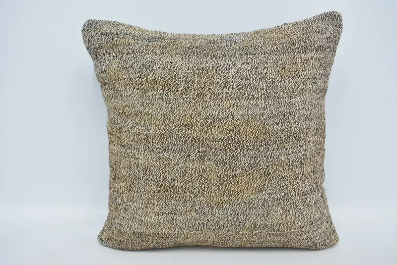 Almohada de lanzamiento de cáñamo marrón hecha a mano de 24x24, cojín a cuadros bordado