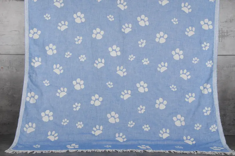 Personalized Towel Sax Blue Paw Design, 36x71 Inches