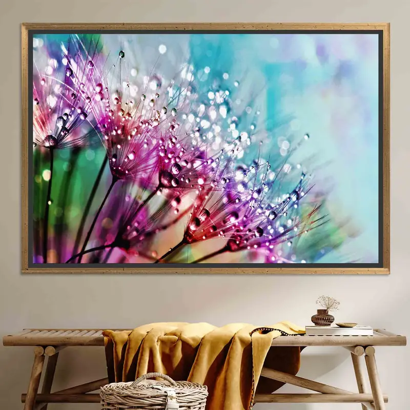 Trendiger bunter Löwenzahn-Leinwanddruck – Geschenk für Löwenzahnliebhaber