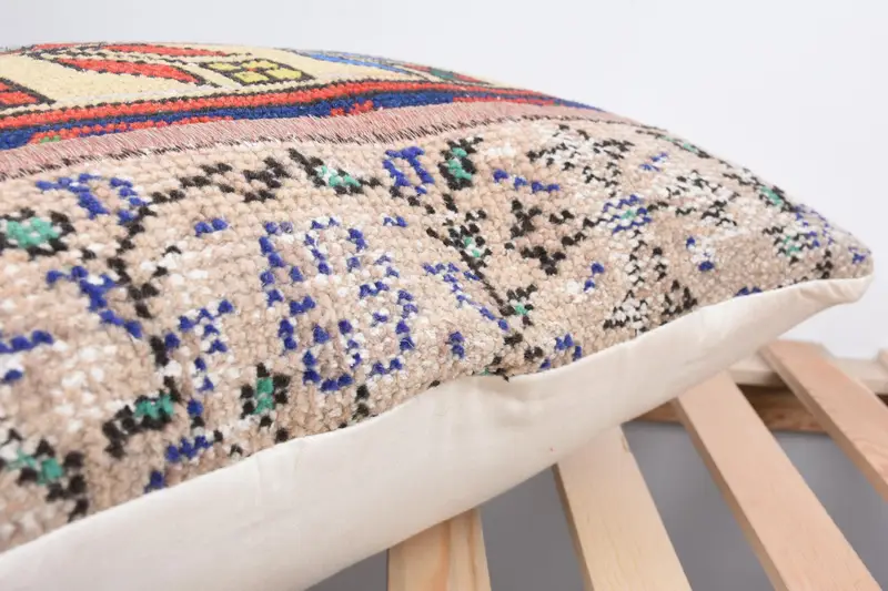 Patio Cushion, Kilim Cushion Sham, 16x24 Beige Cushion Cover, Pillow Case, Boho Pillow Sham Cover, Kilim Rug Cushion Case, Gift Pillow - 7