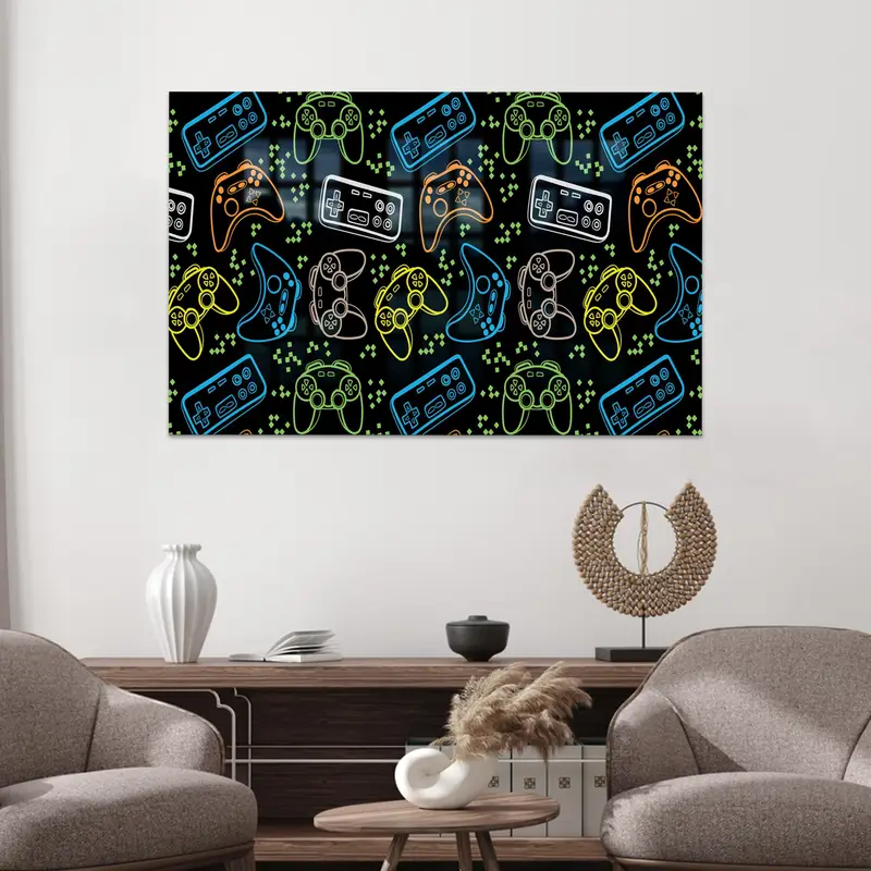 Trendy Neon Baskılı Cam: Man Cave'iniz için Renkli Zarafet