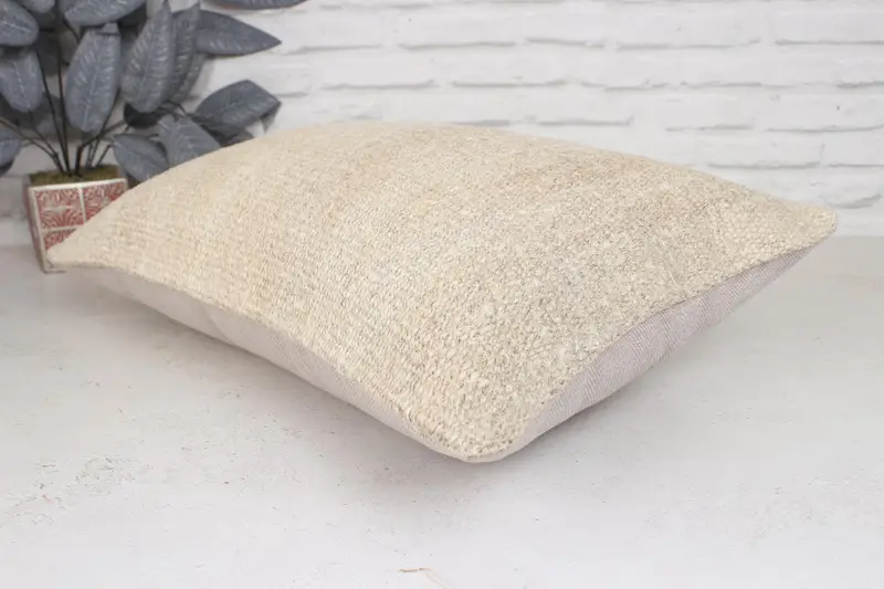 Authentic Pillow, Sofa Bolster Pillow, Home Decor Pillow, Kilim Pillow, Kilim Pillow Cover, Pillow Cover, 16x24 Beige Pillow Sham - 6
