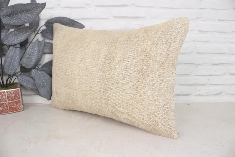 Authentic Pillow, Sofa Bolster Pillow, Home Decor Pillow, Kilim Pillow, Kilim Pillow Cover, Pillow Cover, 16x24 Beige Pillow Sham - 4