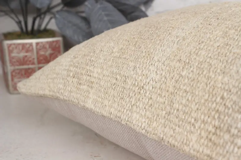 Authentic Pillow, Sofa Bolster Pillow, Home Decor Pillow, Kilim Pillow, Kilim Pillow Cover, Pillow Cover, 16x24 Beige Pillow Sham - 7