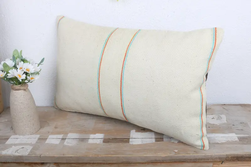 12x20 White Pillow, Boho Pillow Sham Cover, Cushion Cover, Vintage Pillow, Kilim Cushion Sham, Customized Pillow - 4
