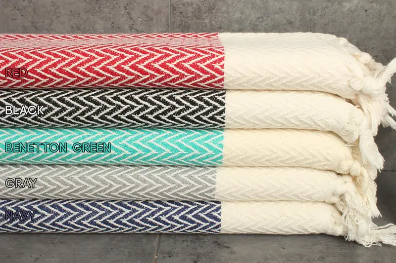 Cotton Tea Towel Personalized Zigzag Design, Beige, 18x34 Inches