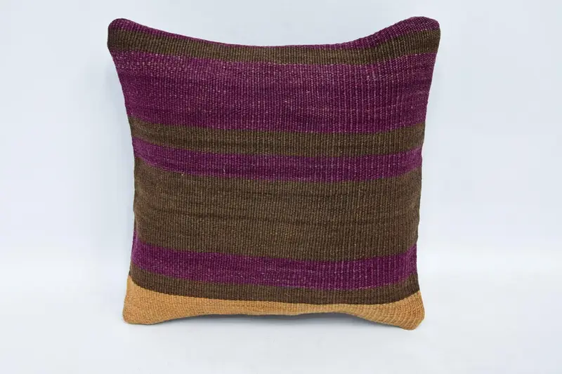 30x30 cm Decorative Vintage Cushion Cover, Striped Antique TexturedPurple Pillow Sham - 1